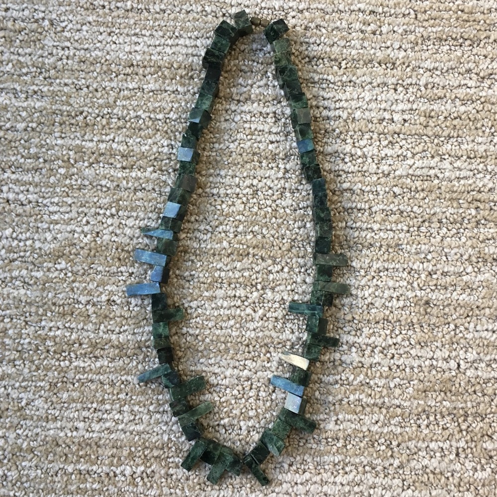 Real green stone beaded necklace